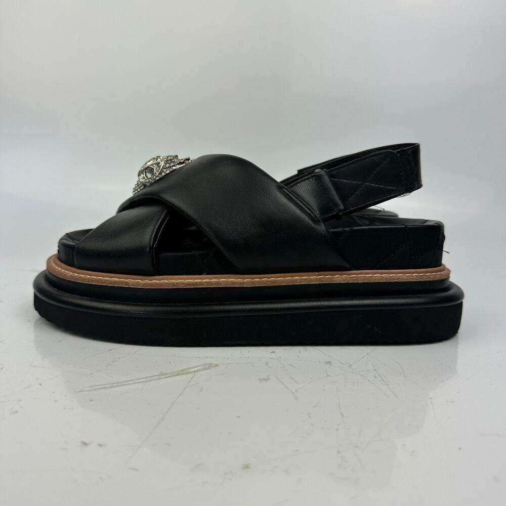 Kurt Geiger London Orson Cross Strap Leather Platform Sandals Women's 37 Black - Picture 6 of 13